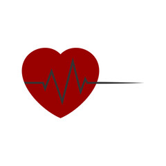 Heartbeat, one line - Vector Illustration