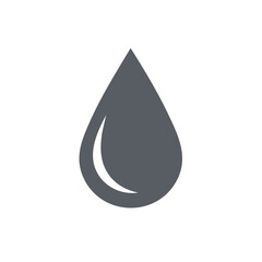 Minimalist gray water droplet icon symbol for liquid fluid and natural moisture