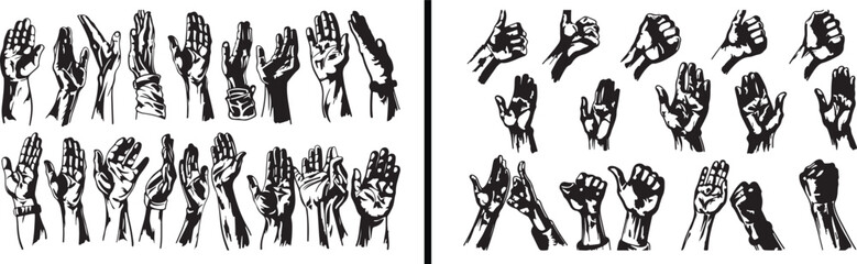 hand gestures drawing set, hand illustration vector, human hand sketch artwork, line art drawing design, hand symbol collection, gesture positions illustration, artistic hand outline, people gesture v