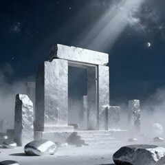 Ethereal Temple Under the Celestial Moon