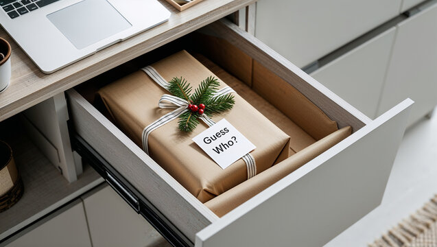 Hidden Secret Santa Gift in Drawer