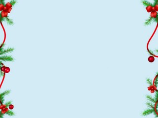 Seasonal christmas light blue background with festive border