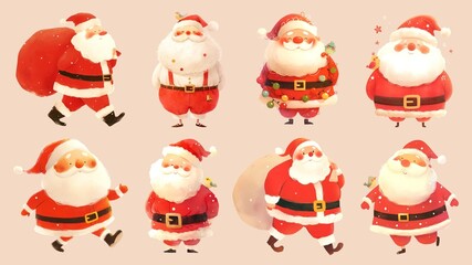 Fototapeta premium Cute Santa Claus design element set