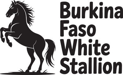 Burkina faso white stallion horse national animal silhouette symbol for country identity