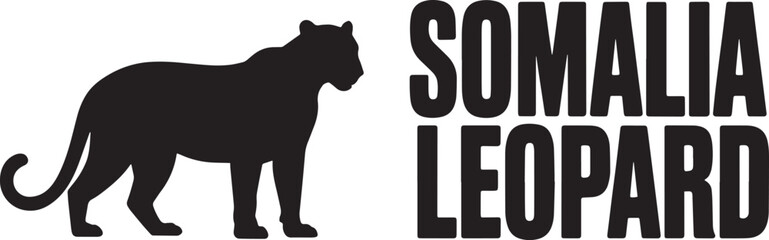 Somalia leopard wild cat silhouette vector illustration feline predator profile design african wildlife animal