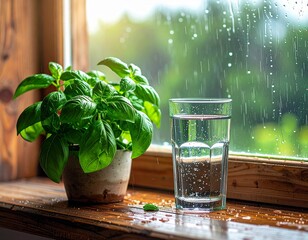 fresh basil in a glass