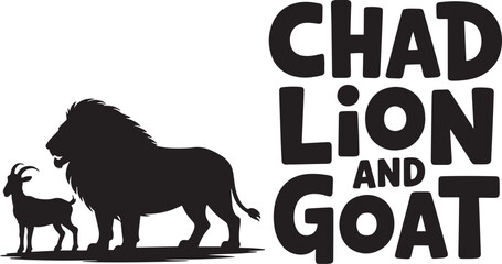 Chad lion and goat illustration vector graphic design silhouette featuring african predator and prey animals icon set.