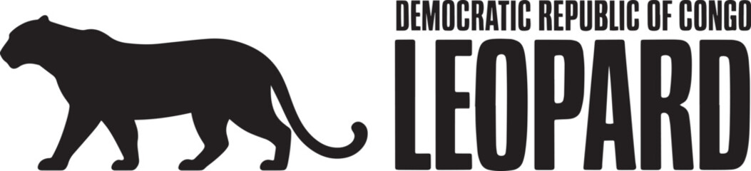 Democratic republic of congo leopard silhouette vector logo illustration big cat african wildlife design