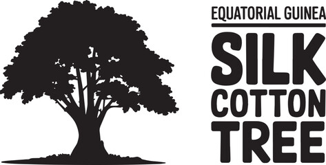 Equatorial guinea silk cotton tree silhouette vector illustration graphic design featuring african kapok species.