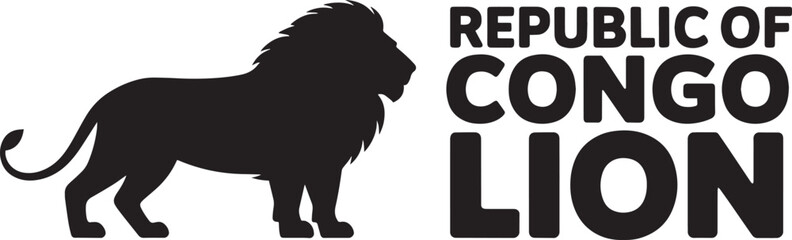 Republic of congo lion silhouette vector graphic design illustration featuring standing african wildlife big cat icon.