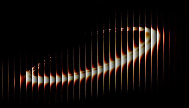 Sequential abstract visualizations display gradual light shifts against a stark black background
