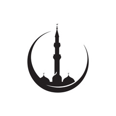 Vector illustration of a mosque icon with a beautiful and simple design, featuring elegant domes and minarets with clean lines.
