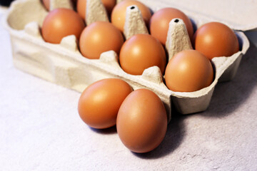 Brown chicken eggs, natural healthy protein.