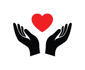 Hands holding a red heart, symbolizing love, care, and the concept of giving in romance, perfect for Valentine's Day