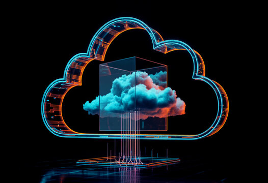 technology web futuristic hologram with cloud - Powered by Adobe