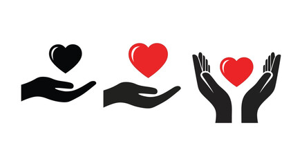 Red heart symbol shape held by loving hands, representing romance, care, and the concept of giving a Valentine's gift