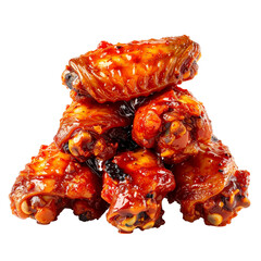Spicy Chicken Wings Stack: Savor the fiery appeal of a perfectly stacked pile of delectable, crispy chicken wings, glistening with a vibrant, flavorful sauce. A mouthwatering culinary delight.