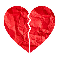 Heartbreak's Echo: A symbolic heart, fractured and torn, rendered in textured paper, representing the raw pain of emotional distress and loss.