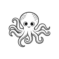 Cute cartoon octopus and fish vector illustration silhouette design