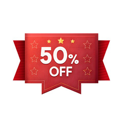 Promotional sale badge offering 50% off on products, a captivating marketing visual with stars ideal for advertising campaigns and seasonal promotions, driving sales isolated on transparent background