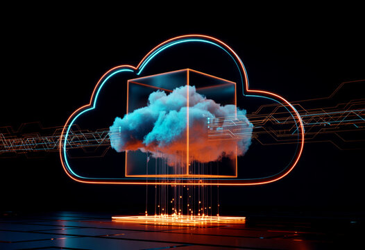technology web futuristic hologram with cloud