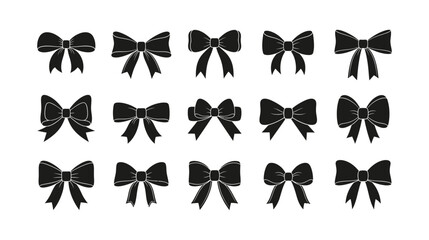 Set of decorative bow ties and ribbons vector illustration for gifts and celebrations