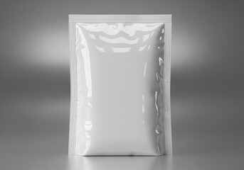 A blank white resealable stand up pouch with a ziplock closure perfect for packaging food or other products isolated on white background