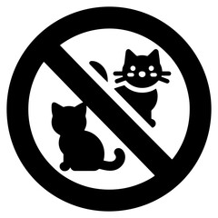 Black and White Illustration of No Pets Allowed Symbol