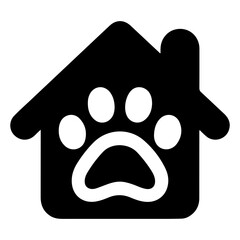 Black and White Illustration of a Dog House