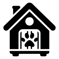 Black and White Illustration of a Dog House