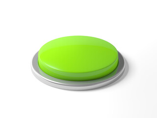 Green button isolated on white background. 3d illustration.