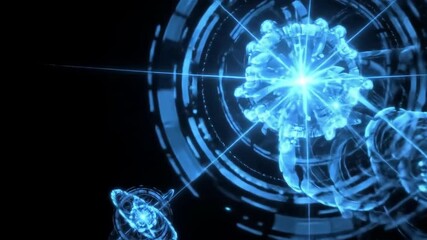 A futuristic technology interface with a vibrant blue holographic display against a stark black backdrop, representing the cutting edge of digital innovation and virtual reality. - Powered by Adobe