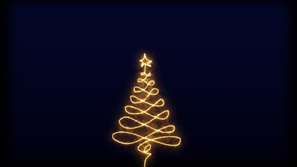 Animation glowing neon Christmas tree line animated ,Video flat cartoon animation design element symbol concept icon on a black background . . alpha channel transparency 4k animation video  - Powered by Adobe