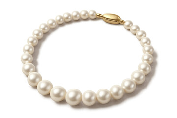 Obraz premium White pearl necklace with golden clasp, reflecting luxury, elegance, and classic fashion, isolated on transparent background
