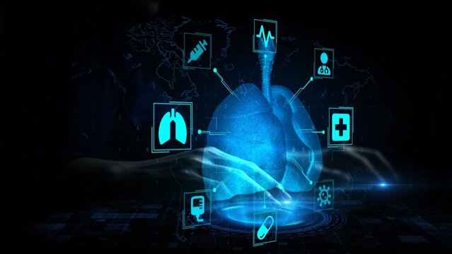 Futuristic Digital Healthcare Concept with Brain and Technology Interface