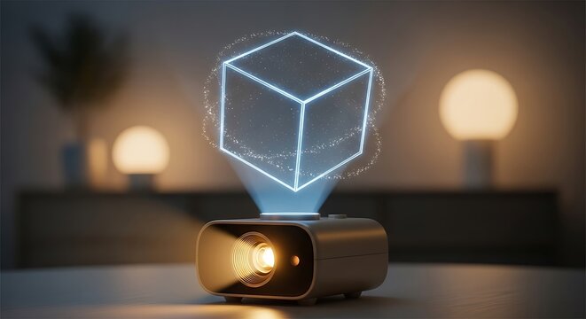 Futuristic Holographic Cube Projection from Device