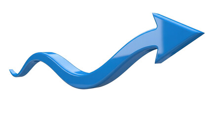 Blue wavy arrow showing upward growth and progress