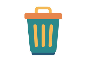 Colorful flat design icon of a wastebasket or trash bin for deleting