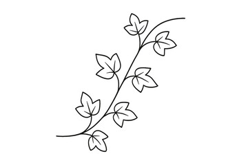 Elegant decorative winding vine with small leaves in a simple black outline style