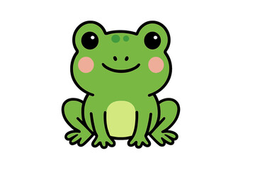 Charming bright green amphibian character with a happy smile and rosy cheeks