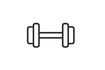 Minimalist outline dumbbell icon representing fitness, strength, and weight training