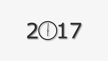 2017 Year clock animation on white background. Digital clock icon concept future calendar design video.