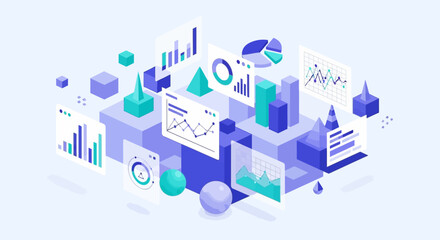 Data Visualization Modern Charts and Graphs Illustrating Business Analytics and Statistics