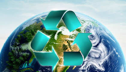 Recycle symbol copy space, Eco friendly earth background. Generative AI
