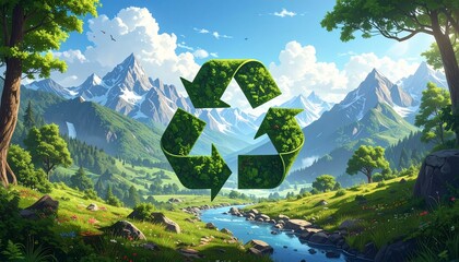 Recycle symbol copy space, Eco friendly earth background. Generative AI
