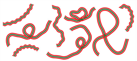 Festive Red and Green Scribble Line Set – Holiday Decorative Doodle Elements