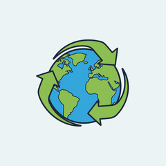 Fototapeta premium Earth with recycling arrows symbolizing global conservation.