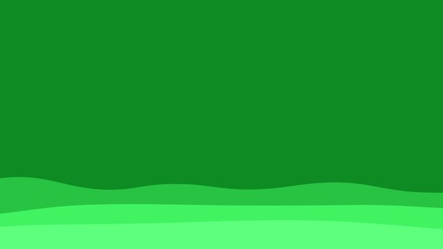 A vibrant green abstract landscape with rolling hills and a clear sky.