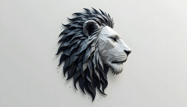 Elegant lion head sculpture showcasing strength, leadership, and power, perfect for luxury branding and design projects - Powered by Adobe