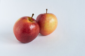 Red apples isolated on white background with copy space for your text.